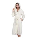Kadın Kapşonlu Dantelli%100 Bambu Sabahlık bej 2XL