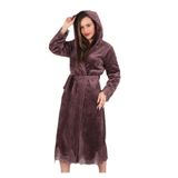 Kadın Kapşonlu Dantelli%100 Bambu Sabahlık mürdüm XL