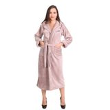 Kadın Kapşonlu Nakışlı Bambu Uzun Sabahlık milk brown 2XL