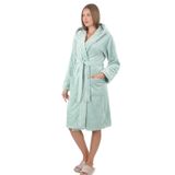 Kadın Kapşonlu%100 Bambu Kısa Sabahlık Mint 3XL