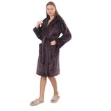 Kadın Kapşonlu%100 Bambu Kısa Sabahlık Mor 2XL