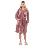 Kadın Kapşonlu%100 Bambu Kısa Sabahlık Mürdüm 3XL