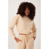 Kadın Kapüşonlu 3 İplik Sweatshirt Bej