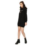Kadın Kapüşonlu Basic Sweat Elbise Siyah 46