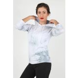 Kadın Kapüşonlu Batik Sweatshirt Beyaz