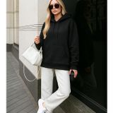 Kadın Kapüşonlu Cepli Siyah Tunik Sweatshirt