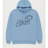 Kadın Kapüşonlu Dünya Baskılı Mavi Sweatshirt