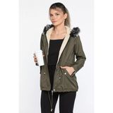 Kadın Kapüşonlu İçi Peluş Mont P-00013573 - Haki - 40