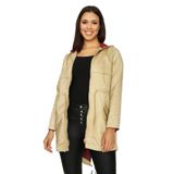 Kadın Kapüşonlu Parlak Kumaş Parka Brown Kahverengi L