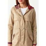 Kadın Kapüşonlu Parlak Kumaş Parka Brown Kahverengi S