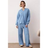 Kadın Kapüşonlu Standart Kol Regular Kalıp Waffle Örme Pijama Takımı Fonksiyonel Dayanıklı