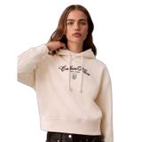 Kadın Kapüşonlu Yaka CK Baskılı Uzun Kollu Rahat Kesim Beyaz Sweatshirt LV047E208G-YAT