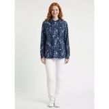 Kadın Kapüşonlu Yaprak Desenli Sweatshirt - Mavi