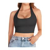Kadın Kare Yaka Siyah Renk Crop Top Bluz