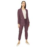 Kadın Kareli Blazer Ceket Mor 36