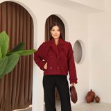 Kadın Kaşe Bomber Ceket - Bordo - XL