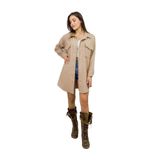 Kadın Kaşe Oversize Geniş Kesim Iki Cepli Kışlık Ceket Spor Koton Oduncu Gömlek 3270250 Bej 36