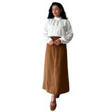 Kadın Kaşe Uzun Etek (Camel, 4XL-5XL)