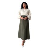 Kadın Kaşe Uzun Etek (Haki Yeşil, 4XL-5XL)