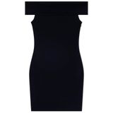 Kadın Kayık Yaka Kısa Boy Dokuma Kumaş Slim Fit Siyah Elbise XW001742 AF21295-UC001