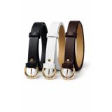 Kadın Kemer 3’lü Set (2.5 cm) – Gold Yarım Ay Tokalı Suni Deri Klasik Bel Kemeri | Siyah, Beyaz, Kahverengi | Elbise Pantolon Kot Ve Her Kombine Uyumlu