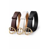 Kadın Kemer 3’lü Set (2.5 cm) – Suni Deri Gold Kalp Tokalı Zarif & Şık Bel Kemeri – Siyah, Beyaz, Kahverengi – Her Kombine Uyumlu