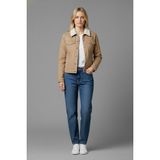 Kadın Kemer Detaylı Çift Cepli Içi Kürklü Denim Mont - Camel