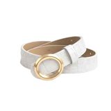 Kadın Kemer Kroko Desen Suni Deri Kemer (2.5 cm) – Siyah | Yuvarlak Pimli Gold Tokalı Zarif & Şık Bel Kemeri | Elbise, Kot ve Pantolon İçin (BEYAZ)