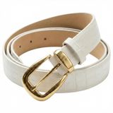 Kadın Kemer Kroko Suni Deri Kemer 2.5 cm – Gold Takım Tokalı Zarif Bel Kemeri – Siyah, Beyaz, Kahverengi Renk Seçenekli – Elbise, Pantolon ve Kot İçin – Her Kombine Uyum Sağlayan (BEYAZ)
