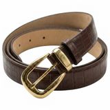 Kadın Kemer Kroko Suni Deri Kemer 2.5 cm – Gold Takım Tokalı Zarif Bel Kemeri – Siyah, Beyaz, Kahverengi Renk Seçenekli – Elbise, Pantolon ve Kot İçin – Her Kombine Uyum Sağlayan (KAHVERENGİ)