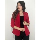 Kadın Kırmızı Bronş Detaylı Truvakar Kol Blazer Ceket
