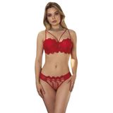 Kadın Kırmızı Destekli Dantelli Bralet Sütyen Külot Takım, 85B, BB4491NT-19804IGP27190915