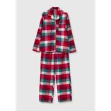 Kadın Kırmızı Ekoseli %100 Koton Desenli Pijama Takımı