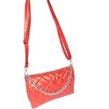 Kadın Kırmızı Kapitone Nakışlı Çapraz Omuz Çantası 25X18CM - Açık Kırmızı