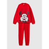 Kadın Kırmızı Mickey Baskılı Polar Pijama Takımı