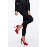 Kadın Kırmızı Rugan 10 cm Ince Platform Topuklu Sivri Burun Stiletto Abiye Platform Topuk Sivri Burunlu Ayakkabı
