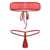 Kadın Kırmızı Transparan Seksi Sütyenli Fantezi İç Çamaşırı Takımı (Kırmızı, M)
