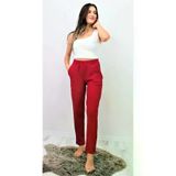 Kadın Kırmızı Yumuşak Dokulu Yüksel Bel Beli Lastikli Esnek Rahat Pantolon Yb3273154 3273154