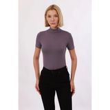 Kadın Kısa Kol Bluz - Mor - 2XL