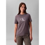 Kadın Kısa Kol CK Yazı Detay Bisiklet Yaka Gri T-Shirt LV044E215G-2E9