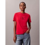 Kadın Kısa Kol CK Yazı Detay Bisiklet Yaka Kırmızı T-Shirt LV044E215G-VMT