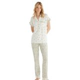 Kadın Kısa Kol Önden Düğmeli Krem Pijama Takımı C7T5N8O15 KREM S