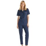 Kadın Kısa Kol Önden Düğmeli Lacivert Pijama Takımı C9T3N8O15 LACİVERT XXL