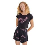 Kadın Kısa Kol Siyah Şortlu Pijama Takım C9T1N851 SİYAH XL