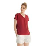 Kadın Kısa Kol Şortlu Bordo Pijama Takımı 60553-59 BORDO M