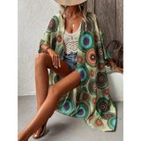 Kadın Kısa Kollu Önü Açık Belden Kuşaklı Uzun Kimono