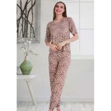 Kadın Kısa Kollu Pijama Takımı Leopar Desenli 1006