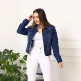 Kadın Kısa Model Kot Ceket Koyu Mavi - 0- Koyu Mavi - 36