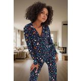 Kadın Kışlık Baskılı Pamuklu Pijama Takımı Rahat Kalıp Uzun Paça Homewear Yüksek Kalite Konforlu Kes