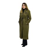 Kadın Kışlık Cepli Fermuarlı Kapüşonlu Süet Kap Tunik BGL-ST03306 HAKİ 52